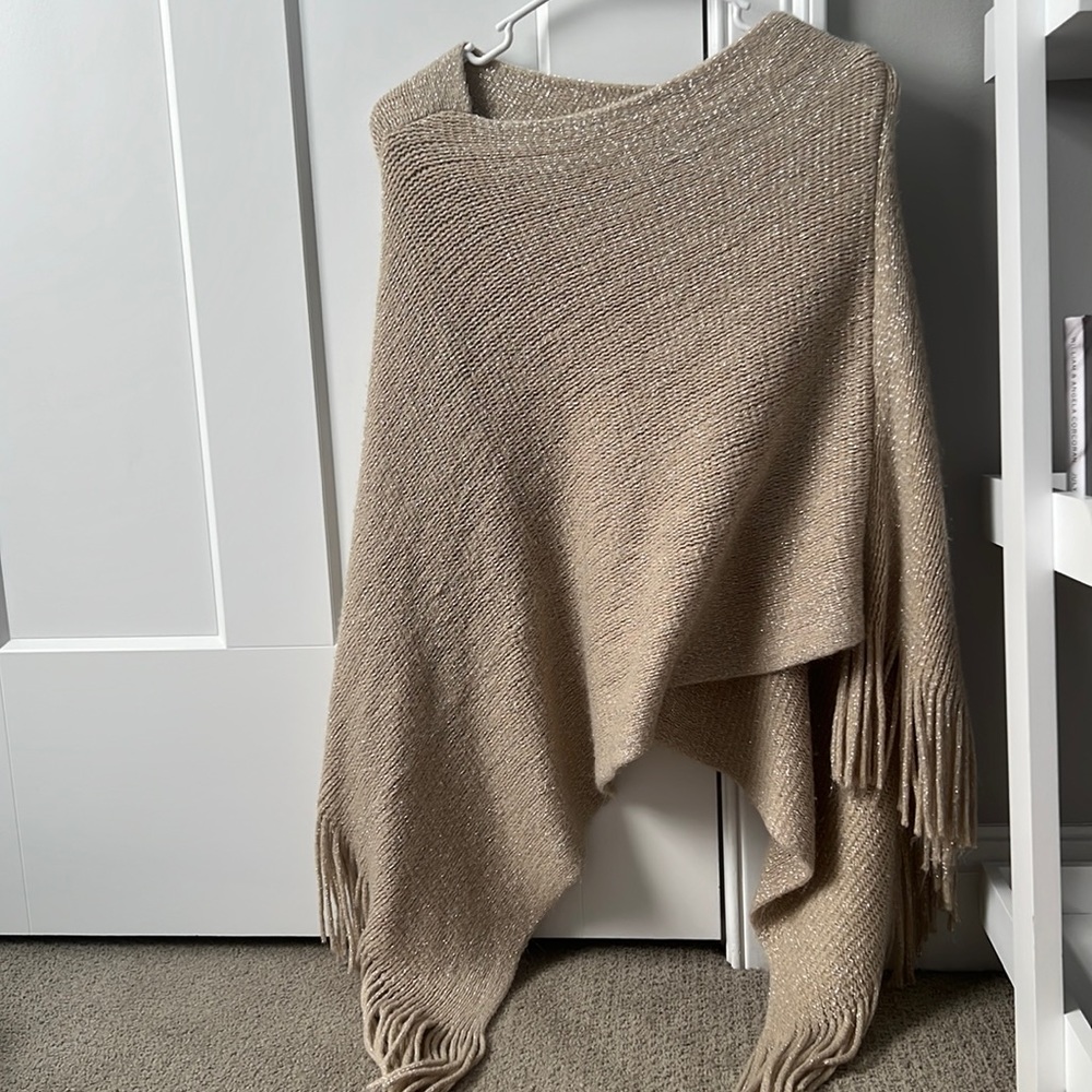 Gold fringe poncho